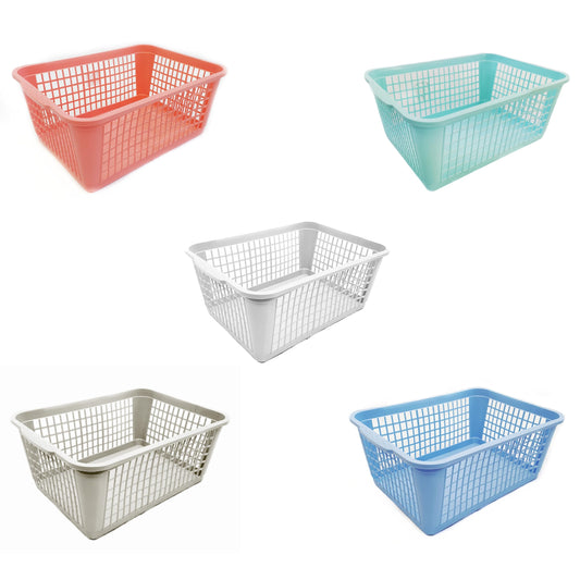 Cesta Multiuso Piccola 37cm, Cesta con Manici in Colori Assortiti Lavanda/Rosso/Azzurro/Tortora/Bianco, Made in Italy