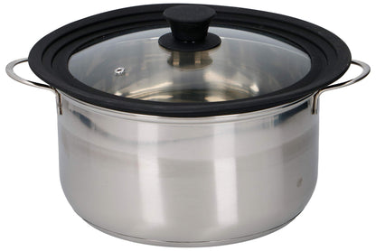 Coperchio Universale Vetro con Bordo Silicone Alpina 24-26-28cm - Per Pentole Padelle Antiaderente