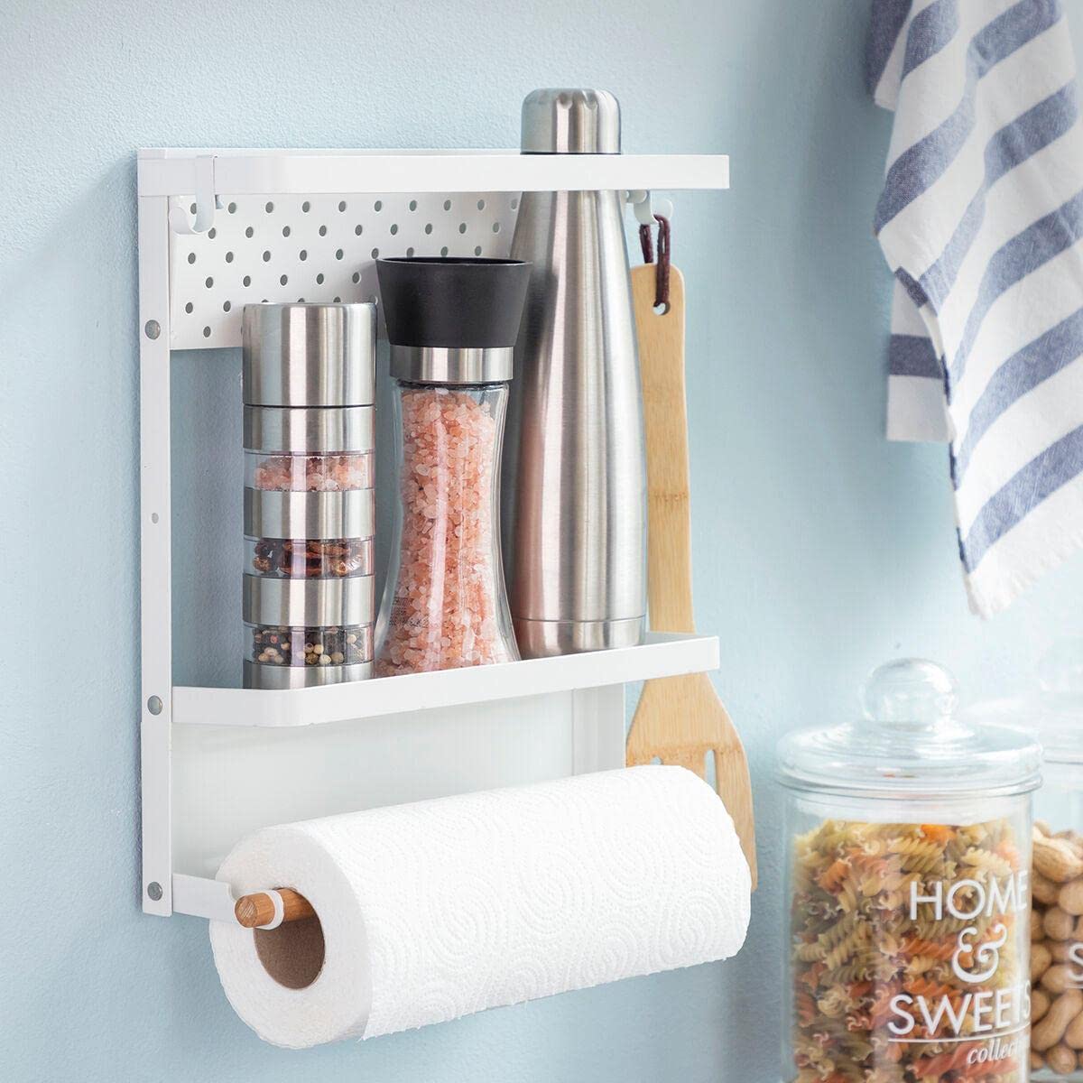 InnovaGoods - MagoRac Folding Magnetic Shelf, Multipurpose and Robust, Perfect for Kitchen and Bathroom, Modern Design, White, Steel Alloy, Standard