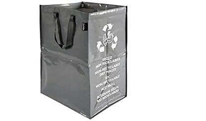 Set 3 Contenitori Raccolta Differenziata XXL 62L - Bidoni Riciclo Plastica Carta Secco