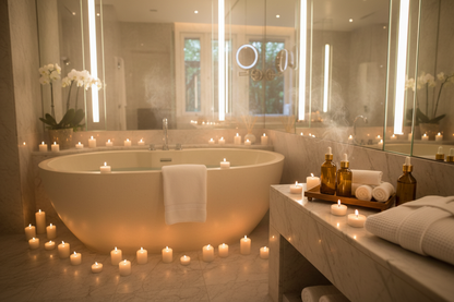 Bagno spa con lumini