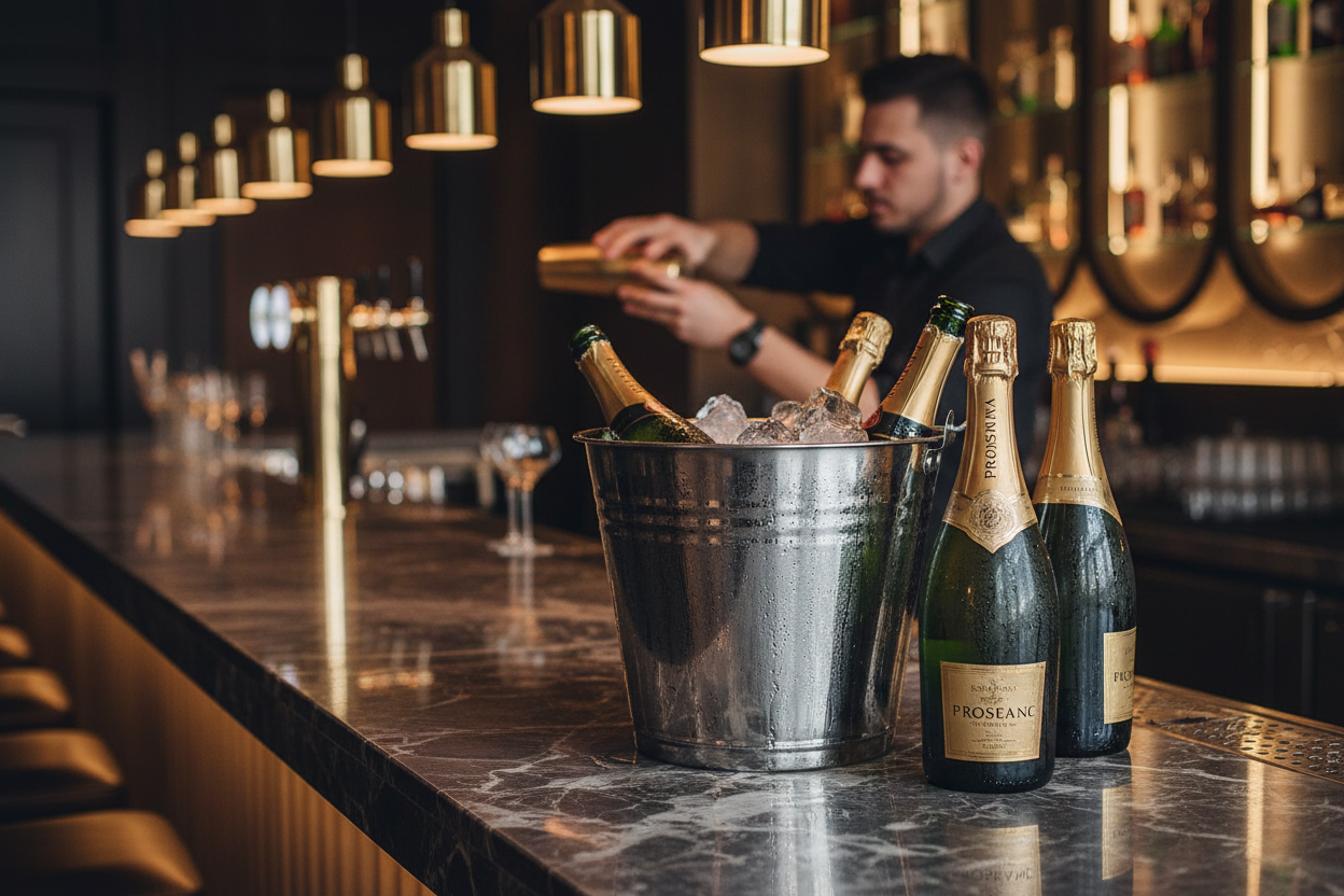 Bar moderno con prosecco