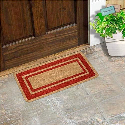 Zerbino Cocco Naturale Bordo Decorativo - Antiscivolo Interno/Esterno - 4 Dimensioni 3 Colori