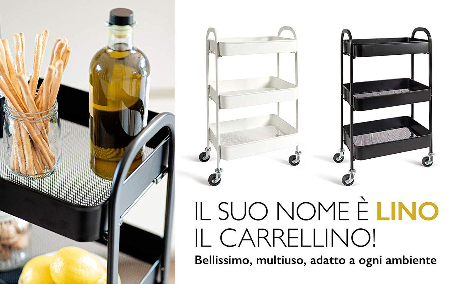 Lino Carrellino Multiuso, Cm 43x30xh80