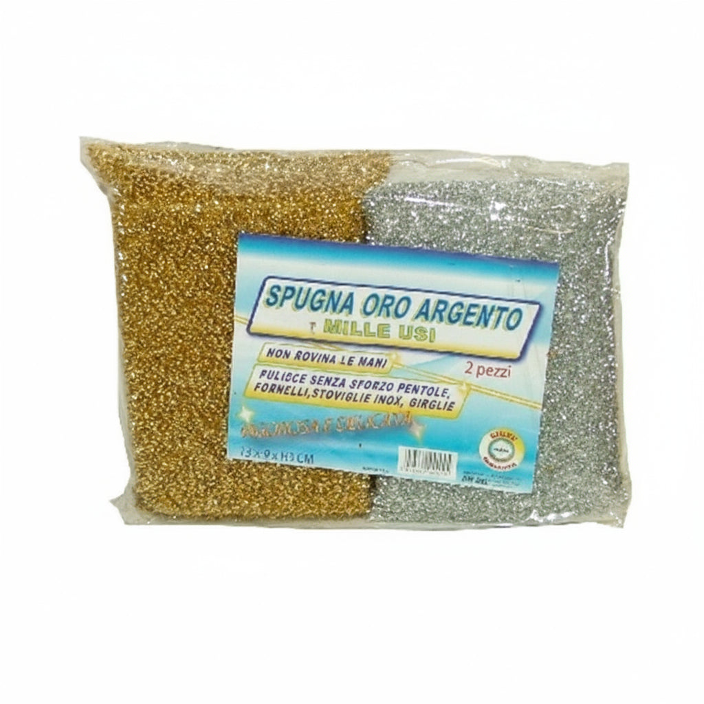 Spugna Cucina Oro-Argento Professionale - Confezione da 2 Pezzi