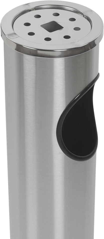 Posacenere da Terra in Acciaio Inox, Modello Tondo, 15 cm Diametro, 56 cm Altezza, per Esterno e Interno Disponible in 2 colori