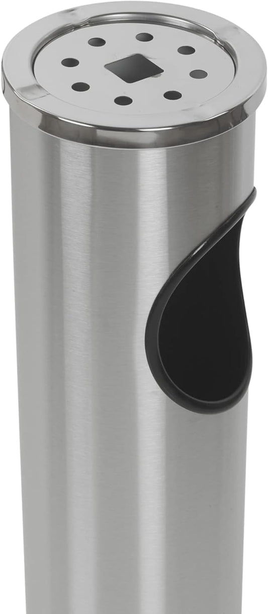 Posacenere da Terra in Acciaio Inox, Modello Tondo, 15 cm Diametro, 56 cm Altezza, per Esterno e Interno Disponible in 2 colori