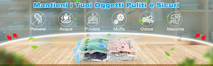 Sacchetti Sottovuoto per Vestiti,Piumomi;Coperte,Cuscini e Biancheria,Set da 2 Pezzi (1 XXL 130X74 cm.+1 L 86X50 cm.) con Pompa Manuale in Omaggio