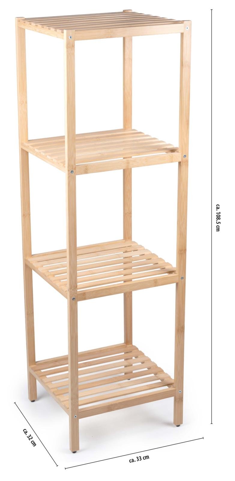 Scaffale Bambù 4 Mensole 108,5x32x33cm - Mobile Bagno Cucina Resistente Umidità