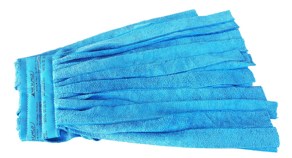 Kit 2 pz ricambio mop in microfibra a fascia gr. 250 + 1 pinza per mop