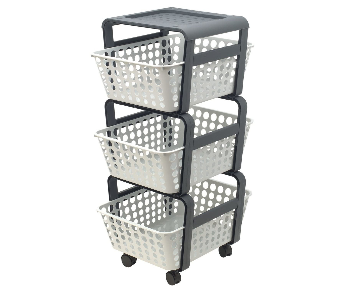 Carrello Salvaspazio Modula con Ruote - 3 Ripiani Estraibili Plastica Riciclata