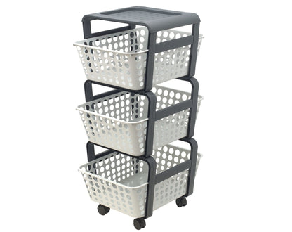 Carrello Salvaspazio Modula con Ruote - 3 Ripiani Estraibili Plastica Riciclata