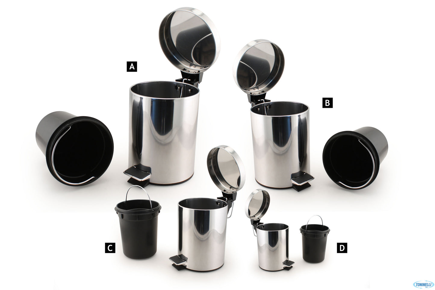 FOFO' Pedal bin with polished stainless steel tray