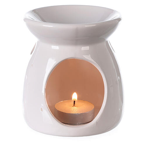 Bruciatore per Essenze in Ceramica Lucida | Bianco | 10,3x11,5 cm