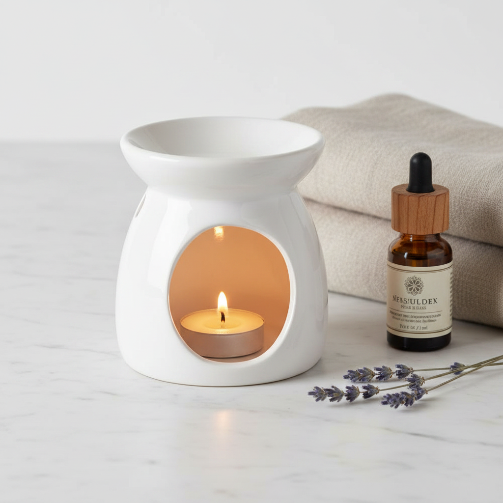 Bruciatore essenze - scena con candela accesa