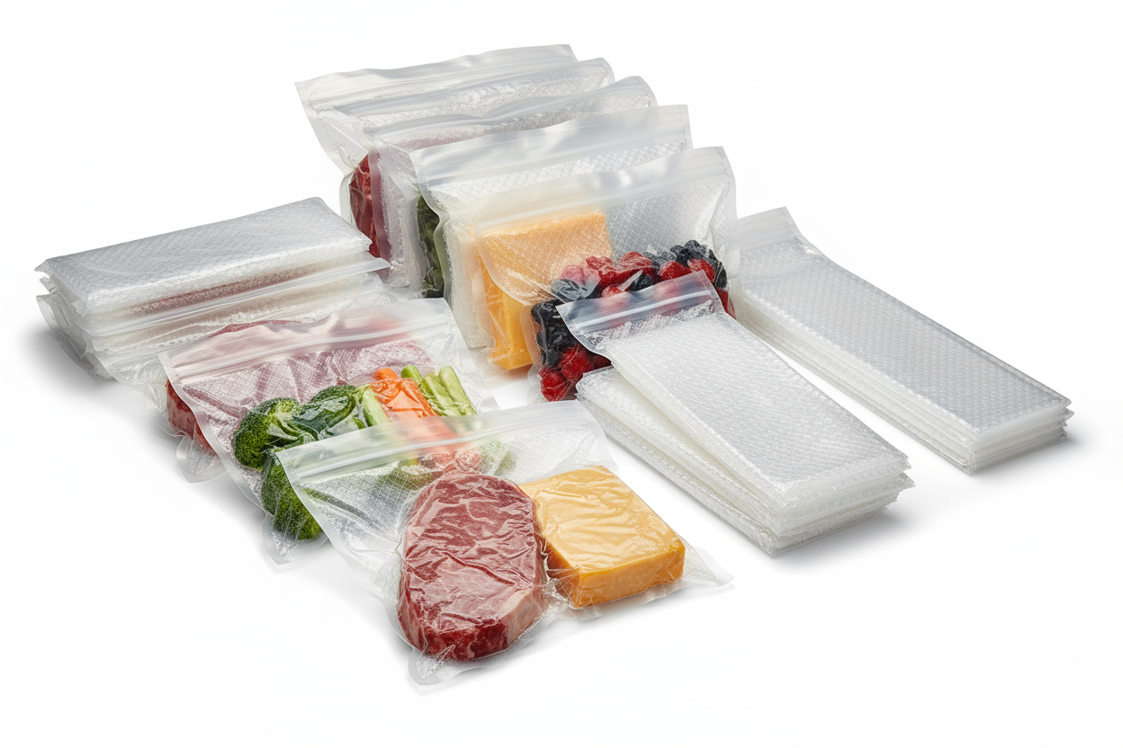 Kit Sacchi Sottovuoto Alimenti - Kit Completo 400 Buste Goffrate Professionali 4 Misure