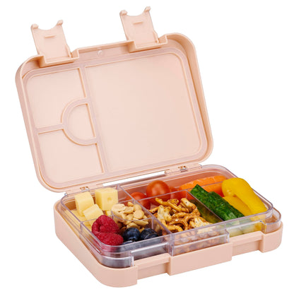 Contenitore per il pranzo con scomparti - 21 x 15 x 4,5 cm - Colore sorpresa: Rosa, Grigio o Beige - Lavabile in lavastoviglie - Bambini/Adulti - Vassoio rimovibile - Plastica