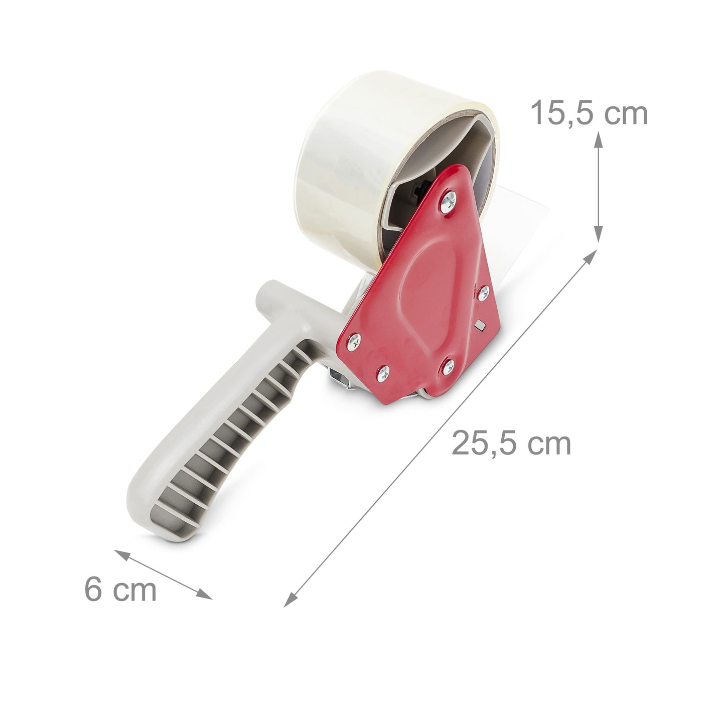 Set of 2 Tape Dispensers, Manual Packaging Tape Dispenser, 50mm Roll Holder, Red/Grey