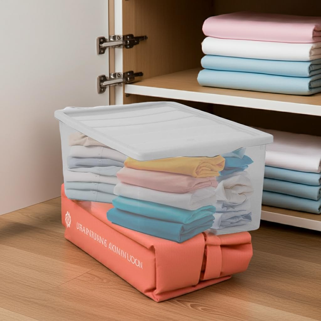 Contenitore Box 55x39x25 cm Trasparente con Coperchio