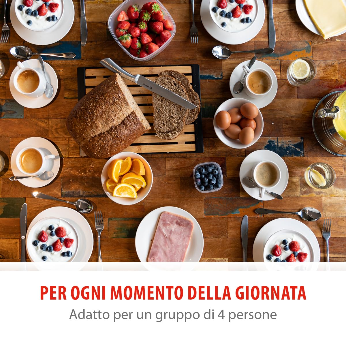 Set Piatti Colazione 4 Persone Terracotta Bianco - 16 Pezzi Lavastoviglie