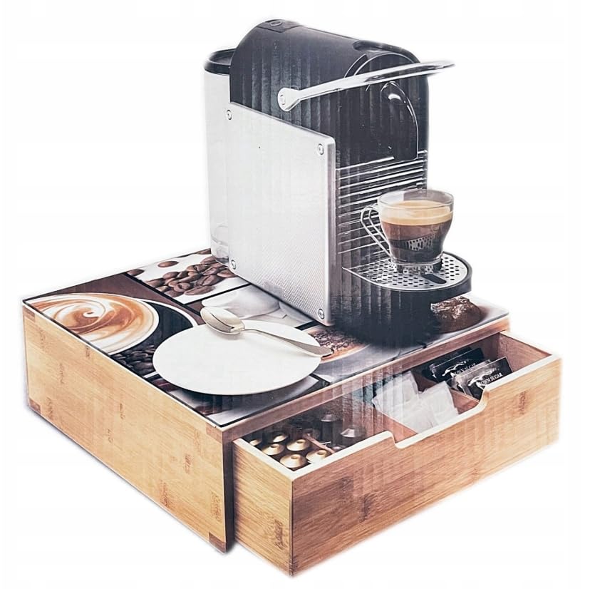 Porta Capsule Caffè Bambù 30x30cm - Organizer 60+ Capsule Nespresso Dolce Gusto Lavazza - 6 Scomparti Regolabili