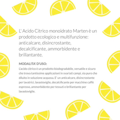Acide citrique monohydraté 100 % écologique - Détartrant et anticalcaire multi-usages