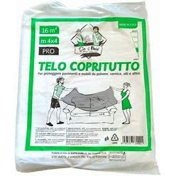 Set di 6 Pz. di Telo Copritutto Pvc Gr. 200 Mt.4 X 4 - Spessore 13 My Per Imbianchino, edilizia -Made in Italy