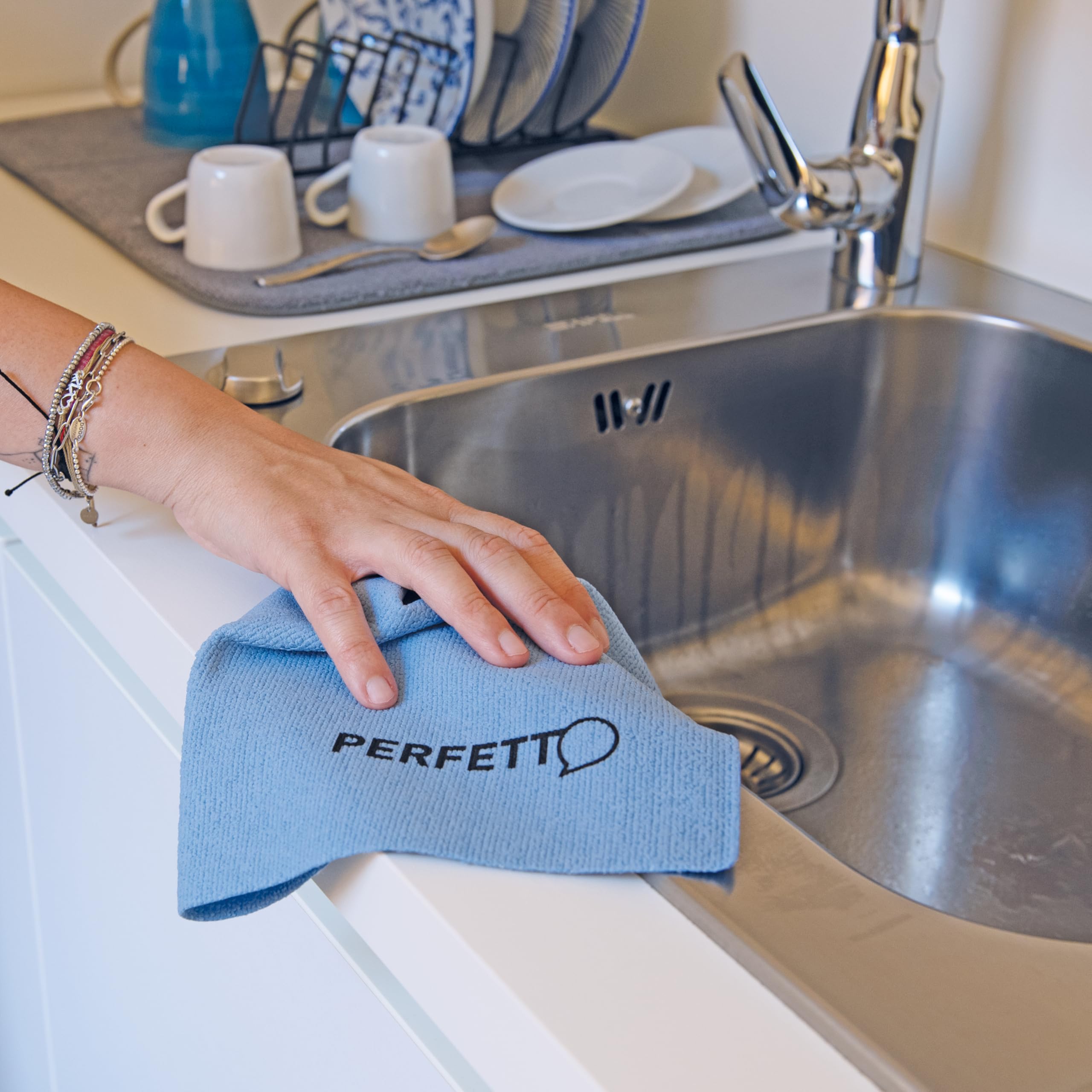 Perfetto Extreme Multipurpose Cloth for Steel/Glass, Fabric, Blue, 36x32x0.5 cm