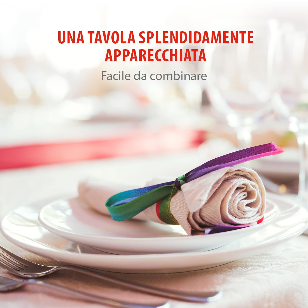 Set Piatti Colazione 4 Persone Terracotta Bianco - 16 Pezzi Lavastoviglie