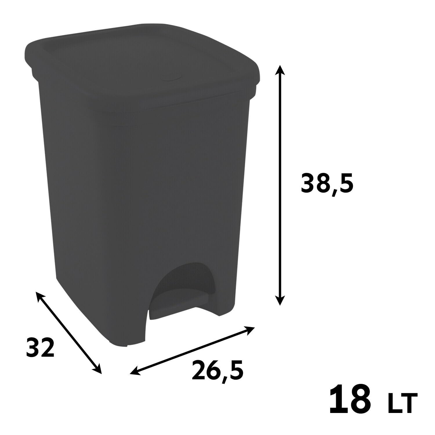 BELLI&amp;FORTI Colors Poubelle à pédale 18 litres Gris Belli e Forti
