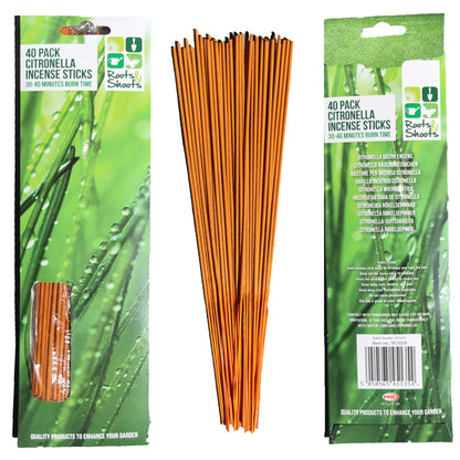 Bastoncini di incenso alla citronella, confezione da 40 pezzi, repellente per insetti e agrumi, per ambienti esterni e anti insetti.
