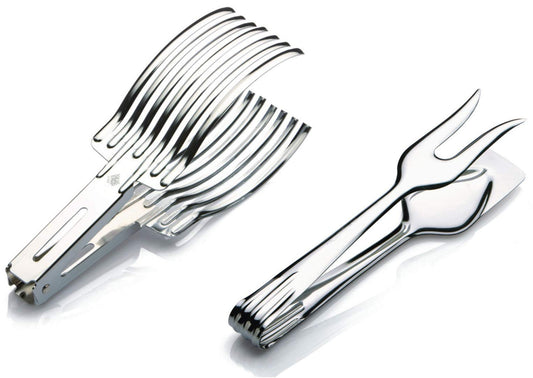 Kit Taglia e Servi Arrosto ZASEVES Inox Made in Italy - Pinza Professionale con Molla