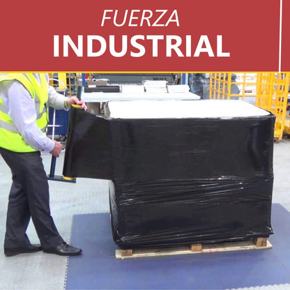 Film d'emballage multicouche noir, lot de 2, largeur 500 mm x 200 m, format idéal pour les professionnels exigeant une qualité supérieure, une adhérence exceptionnelle et une résistance maximale.