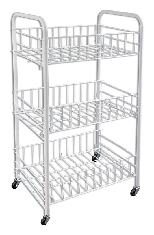 Kitchen Cart Multipurpose Trolley Fruit Holder Vegetable Holder Space-Saving Metal Cart with 3 Rectangular Baskets 4 Wheels 3 Colors 41 x 26 x 64 cm