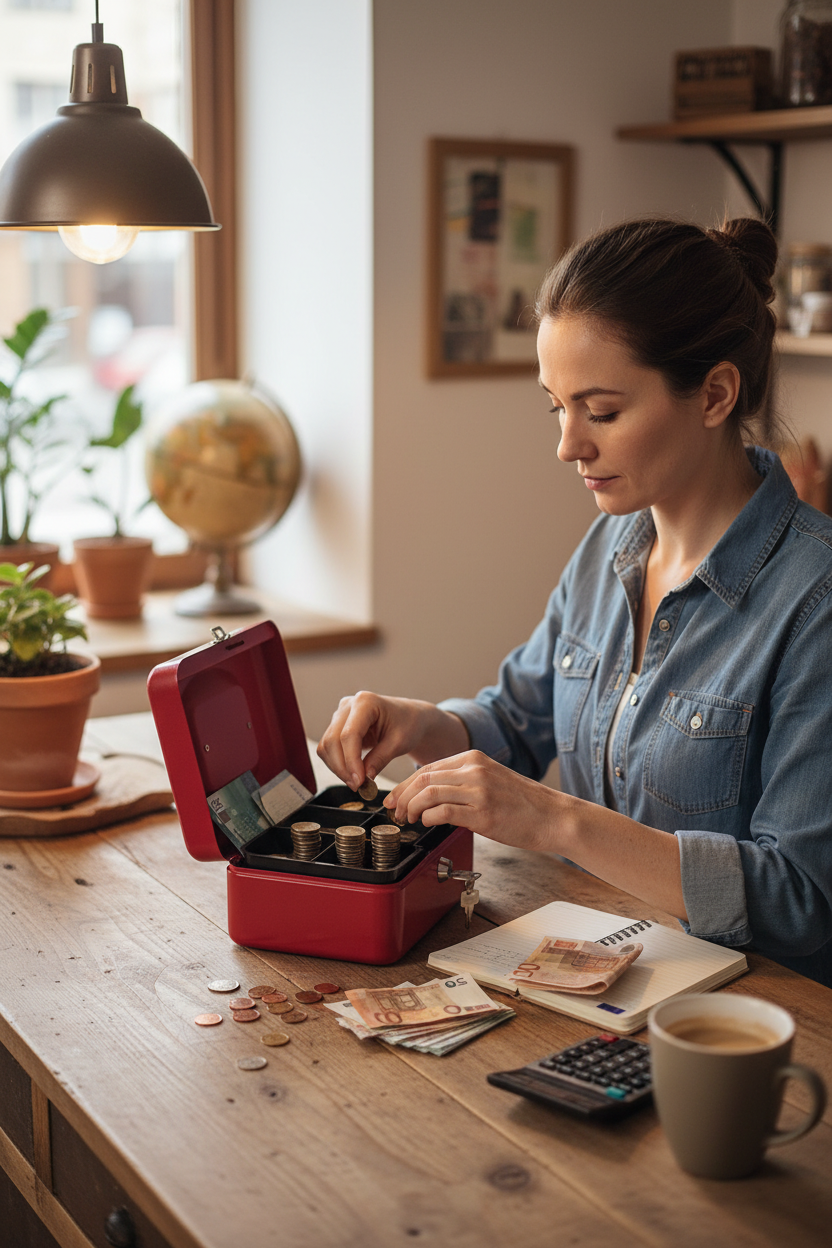 Cassetta con vassoio portamonete