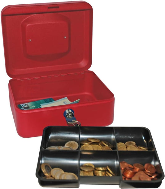 Cassetta di Sicurezza Portavalori con Serratura a Chiave e Vassoio Portamonete 20x16cm