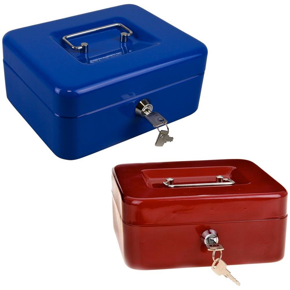 Cassetta di Sicurezza Portavalori con Serratura a Chiave e Vassoio Portamonete 20x16cm