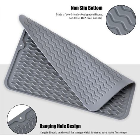 Tappetino Scolapiatti in Silicone – Sgocciolatore da Lavello Grigio