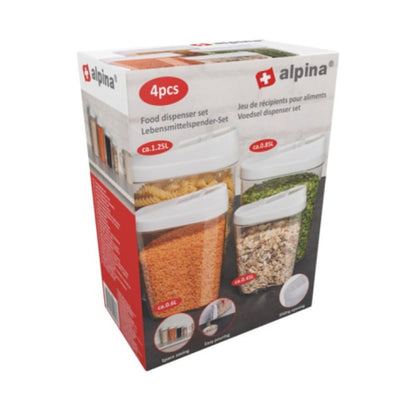 Set di 4 pezzi di contenitore contenitore con dispenser di alpina, bianco, nero, grigio