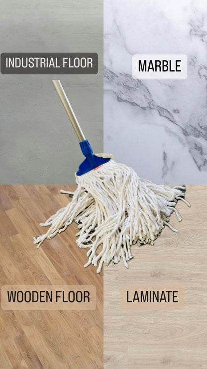 kit 3 pz ricambio mop cotone professionale a fascia gr. 400 + 1 pinza per mop Bianco