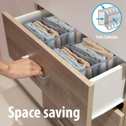 Organizer per armadio, 44 x 29 x 22 cm, con 9 scomparti, pieghevole, colore: grigio