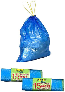150 PZ. SACCO IMMONDIZIA AZZURRO MIS. MAXI CM.70x75 CON MANIGLIE