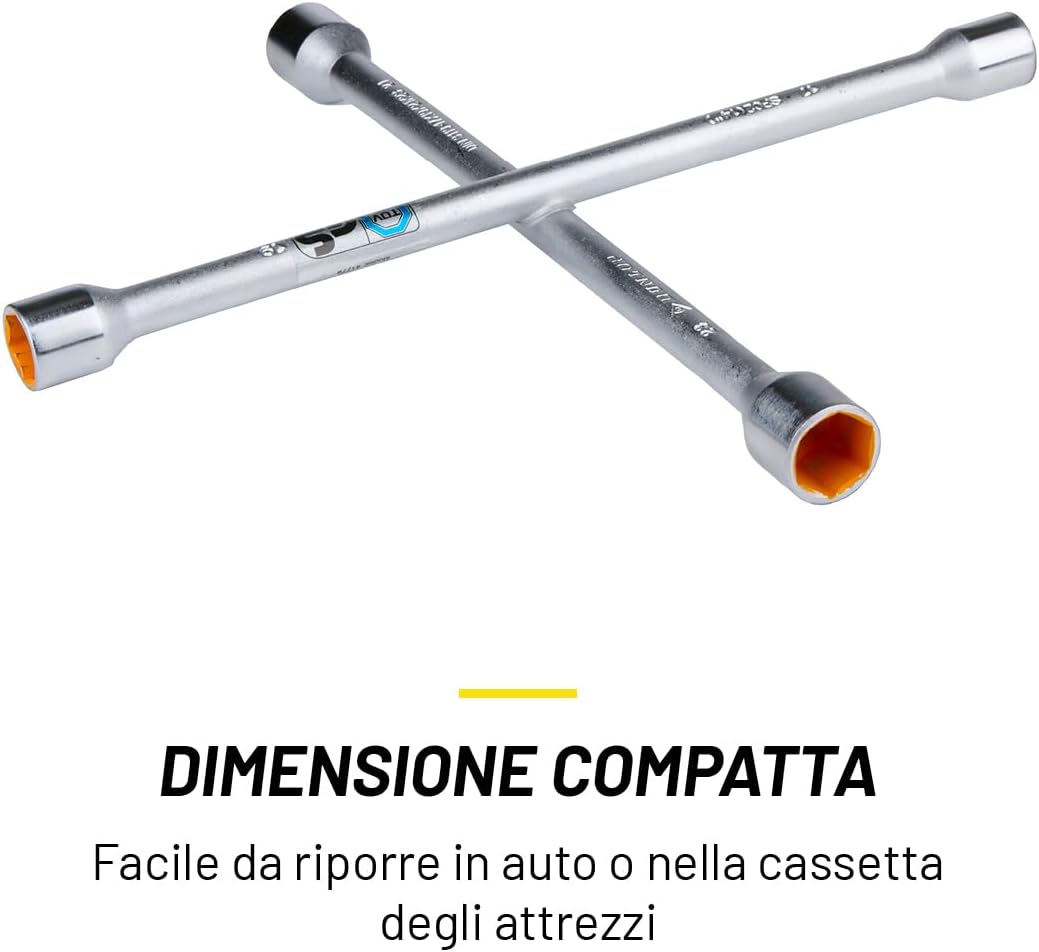 Chiave a Croce in Acciaio per Ruote Auto 17-19-21-23mm