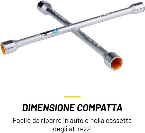 Chiave a Croce in Acciaio per Ruote Auto 17-19-21-23mm