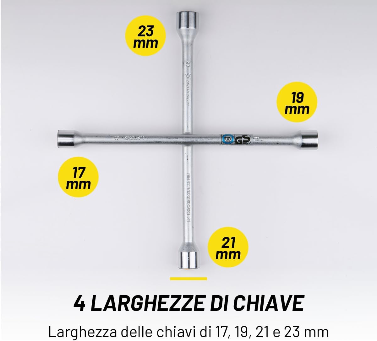 Chiave a Croce in Acciaio per Ruote Auto 17-19-21-23mm