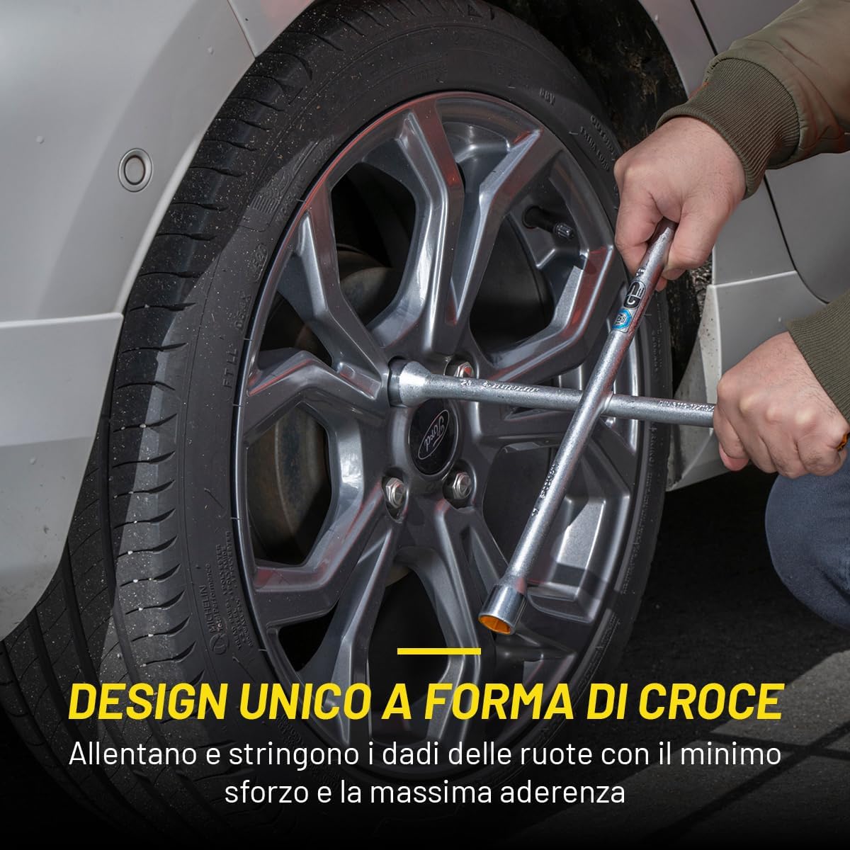 Chiave a Croce in Acciaio per Ruote Auto 17-19-21-23mm