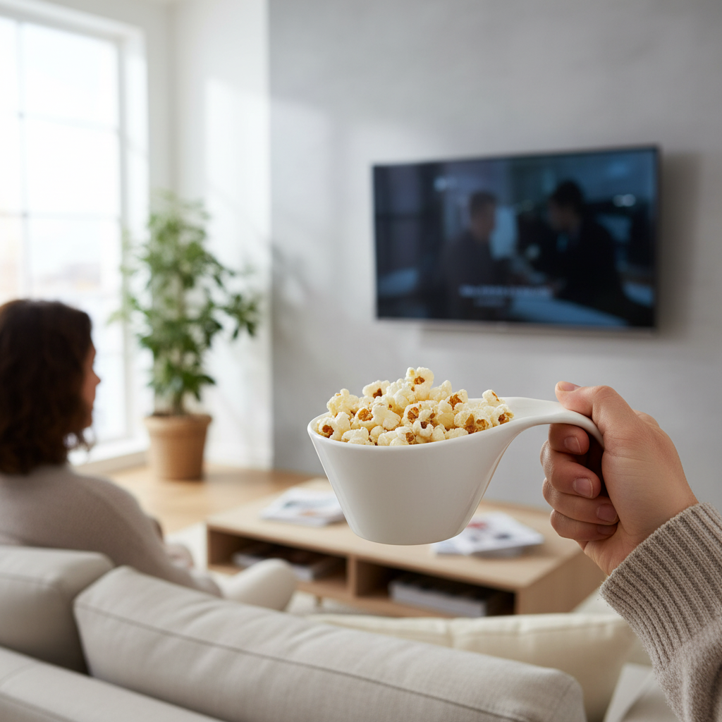 Ciotola con popcorn per TV