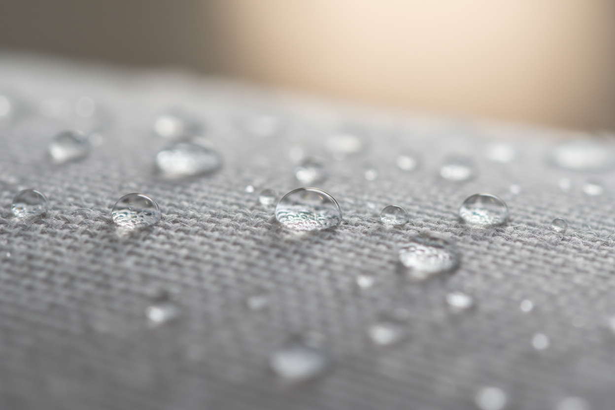 Close-up tessuto TNT con gocce d'acqua