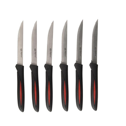Set 6 Coltelli da Bistecca Alpina 23cm Acciaio Inox - Nero/Argento