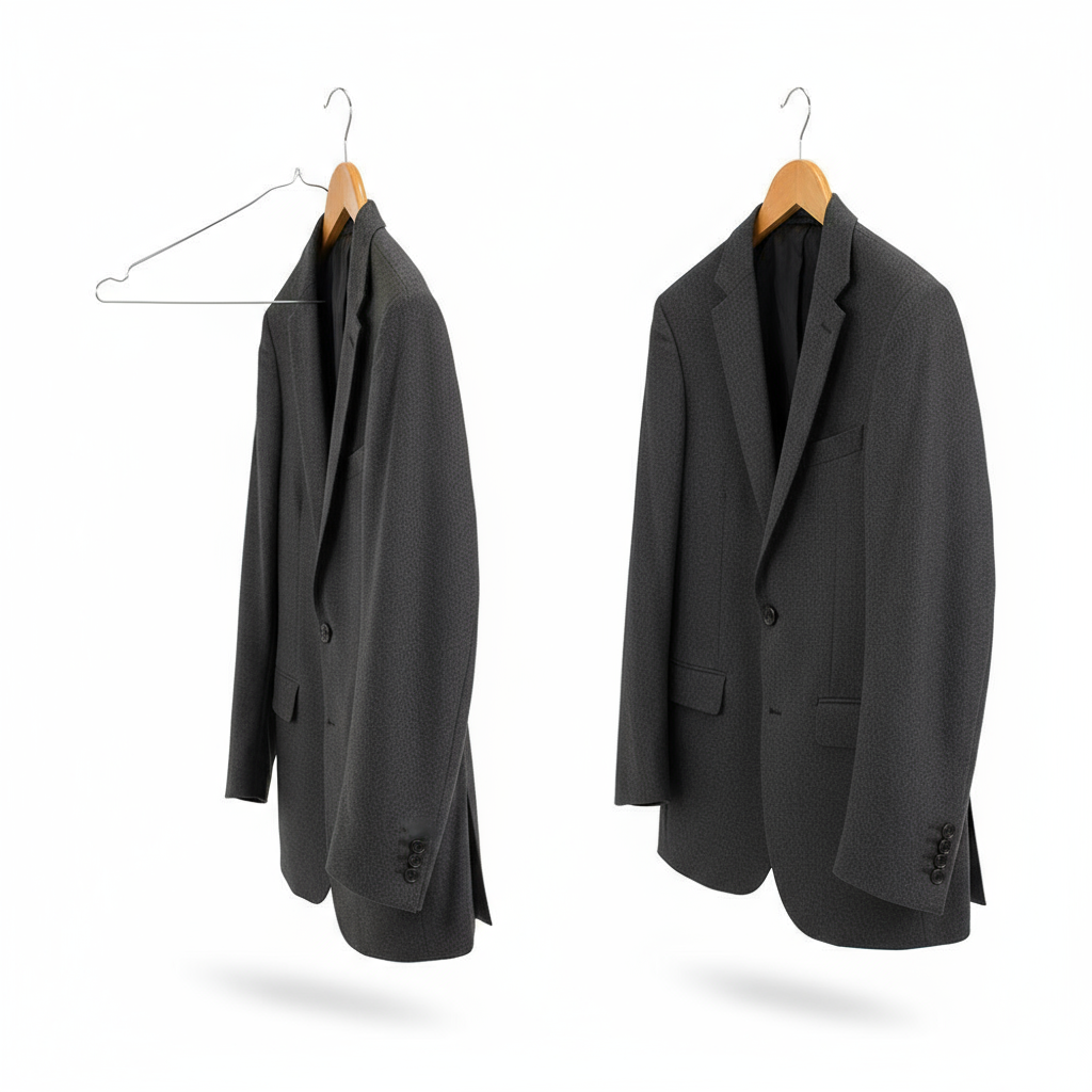 Confronto gruccia normale vs spalla larga